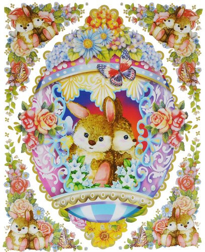 alles-meine.de GmbH 1 Set: XL Fensterbild - Ostern XXL Osterei - Hasen Osterhasen - statisch haftend - Sticker Fenstersticker Aufkleber selbstklebend wiederverwendbar
