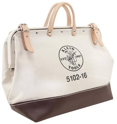 Klein Tools robuste Werkzeugtasche 5102-16, Mehrzwecktasche mit breiter Klappöffnung und Ledergriffen, 40,6 cm
