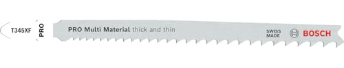 Bosch 5x PRO Thick and Thin Multi Material T345XF Jigsaw Blade (for Wood with nails, Steel, Length 132 mm, Professional Accessory Jigsaw)