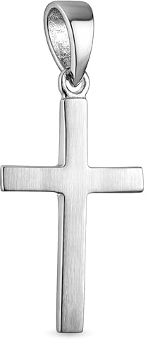Vinani Damen Kreuz-Anhänger aus 925 Sterling Silber für Kinder, Frauen und Herren schmales Kreuz mattiert AKX-EZ