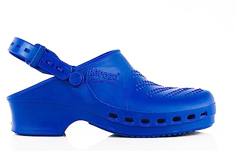 REPOSA Complete - Zoccoli Sanitari Donna e Uomo in Gomma SEBS Senza Lattice, Ciabatte Sanitarie Anatomiche con Laccetto Regolabile, Scarpe Sanitarie Infermieri Sterilizzabili, Antishock e Traspiranti