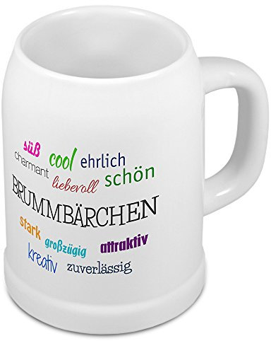 digital print Bierkrug mit Namen Brummbärchen - Motiv Positive Eigenschaften - Namenstasse, Becher, Maßkrug, Humpen