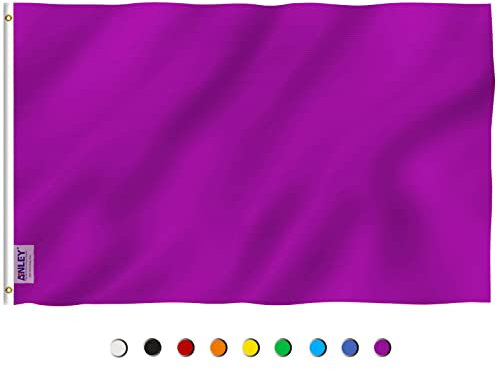 ANLEY Fly Breeze 3x5Pi Drapeau Solid Purple Vive Résiste aux UV-Entête en Toile/Double Couture-Drapeau Violet Massif en polyester, œillet en Laiton 3x5Pi