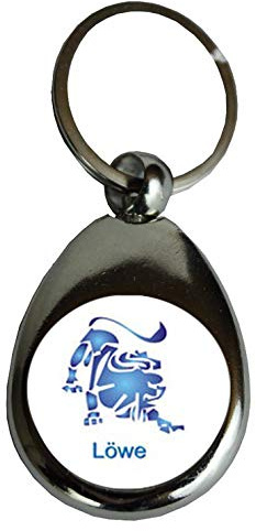 Schlüsselanhänger Einkaufschip Sternzeichen Geschenk Geburtstag Metall silber, Fische, Widder, Stier, Zwillinge, Krebs, Löwe, Jungfrau, Waage, Skorpion, Schütze, Steinbock, Wassermann (Löwe)