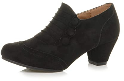 AJVANI Womens ladies mid heel buttons zip smart brogue ankle shoe boots booties size