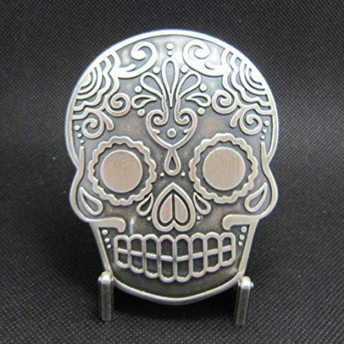 Buckle Tattoo Skull, Tribal, Totenkopf, Silber-Auflage, Gürtelschnalle