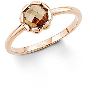 s. Oliver Damen-Ring 925 Silber teilvergoldet Zirkonia braun Rundschliff - 539852