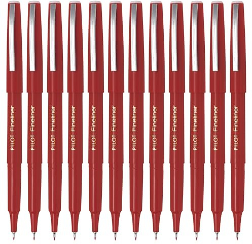 Pilot Fineliner mit flüssiger Tinte 1,2 mm Spitze 0,4 mm Strichbreite 12 Stück rot