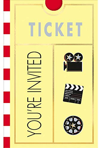 amscan International - Biglietti d'invito Stile Hollywood, Confezione da 8 Pezzi