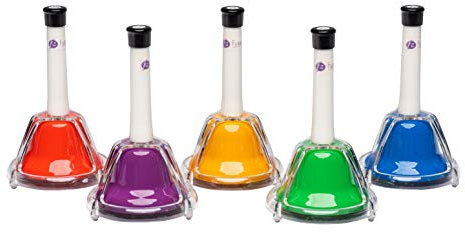 Fuzeau - Set mit 5 bunten Glocken zum Schütteln oder Schlagen – Chromatische Ergänzung für Musikeinführung ab 3 Jahren – 1 Farbe, 1 Note – schwarze Tasten – spielerisches und robustes Instrument – Ref