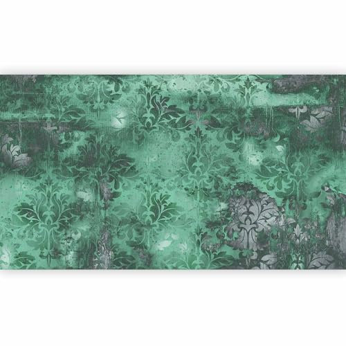 murando - Papier peint panoramique artistique 500x280 cm - Revêtement mural décoration salon - Design moderne - Turquoise gris vert - Ornements rétro motif baroque fond vert vintage f-A-0465-a-c