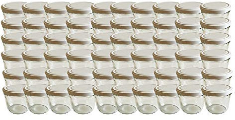 hocz 120er Set Sturzgläser 230 ml incl Deckel (120 Etiketten NZ) zum Beschriften Bedrucken Sweet Family Nordzucker Haushaltsetiketten Einmachgläser Einweckgläser Sturzglas Marmeladengläser (Weiß)