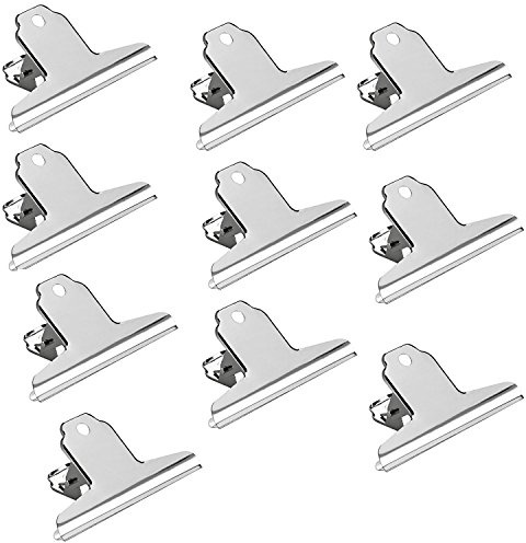 ALCO-Albert - Briefklemmer 100 mm vernickelt, 10 Stück | Vernickelte Metallklemmen mit 30 mm Klemmweite, kräftige Spiralfeder und Aufhängeöse