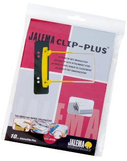 JalemaClip-Plus, Jalema 5712600, Archivbinder für bündelung von Dokumenten mit Aufhängeleiste für Ringbuch, 10er Packung, gelb/weiß