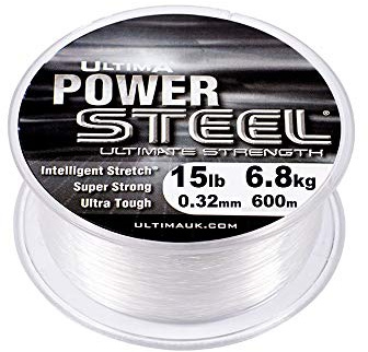 Ultima Power Steel Super Sterk Angelschnur 600m Spule, Transparent, 0.32mm-15.0lb/6.8kg