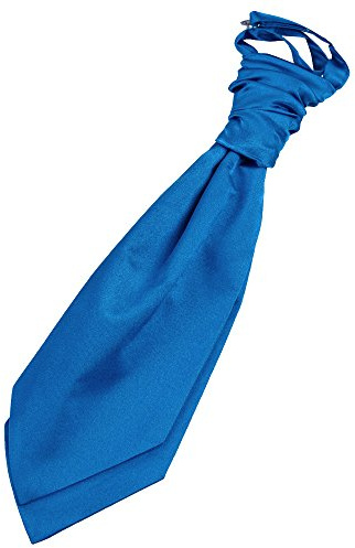 DQT Herren Einfarbig Satin Vorgebundene Krawattenschal mit Pin Elektrisches Blau