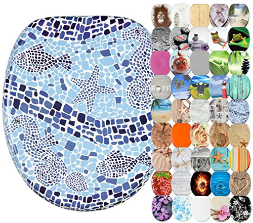 Sanilo WC Sitz ohne Absenkautomatik, viele schöne Toilettendeckel zur Auswahl, hochwertige und stabile Qualität aus Holz (Mosaic World)