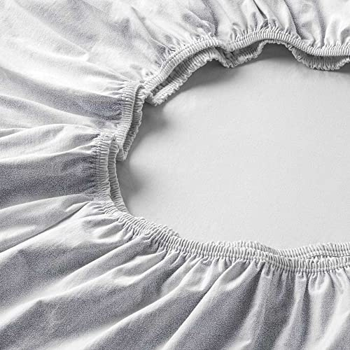 ESTELLA Spannbetttuch Samt Velours | Weiss | Frottee | 200x200 cm | passend für Matratzen 180-200 cm (Breite) x 200 cm (Länge) | trocknerfest und bügelfrei | 80% Baumwolle 20% Polyester