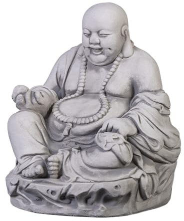 gartendekoparadies.de Figure de Pierre Massive Bouddha Amusant Pierre décoration de Jardin Moine en Pierre reconstituée, résistant au Gel