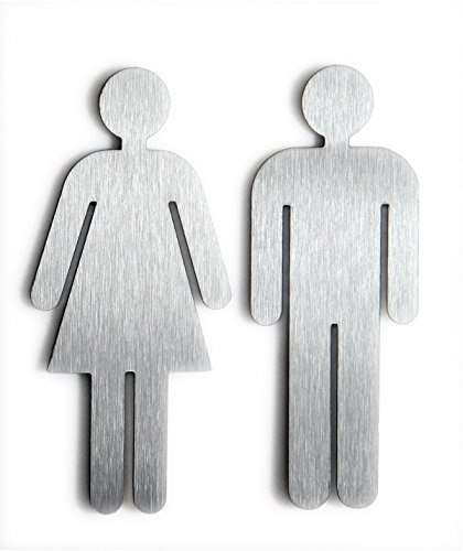 Türschild Set Frau+Mann Toilettenschild, je 1 Stk. Edelstahl - Höhe 11,5 cm bis 13 cm In verschiedenen Ausführungen matt/pliert/Acryl/Goldoptik (matt gebürstet)