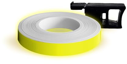 4R Quattroerre.it 10293 Wheel Stripes Franjas Llantas de Moto con Aplicador, 7 mm x 6 MT, Amarillo Fluorescentes