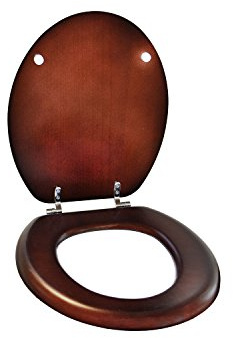 IDRAK Sedile WC Universale in Legno, Marrone, Classico, 36.5 cm