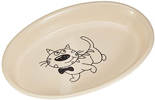 Nobby Ciotola ovale in ceramica per gatti, colore: crema/beige, 17 x 11 x 2,5 cm