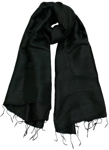 Exklusiv Seidenschal Pure Silk ca. 180 cm x 75 cm uni, Farbe Schals:black (2)