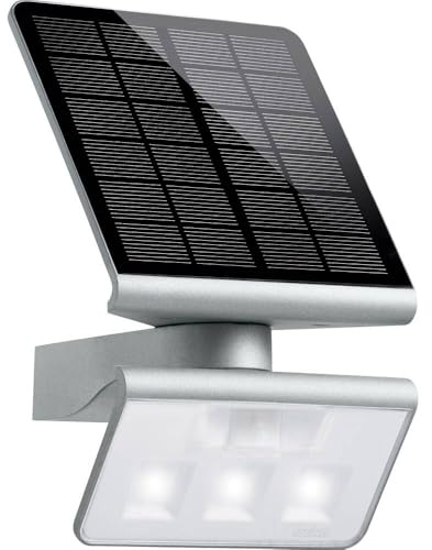 Steinel Solar-Außenleuchte XSolar L-S silber, 140° Bewegungsmelder, 8 m Reichweite, für Garten, Terrasse und Hauswand, 18.9 x 18.65 x 29.8 cm, 671013