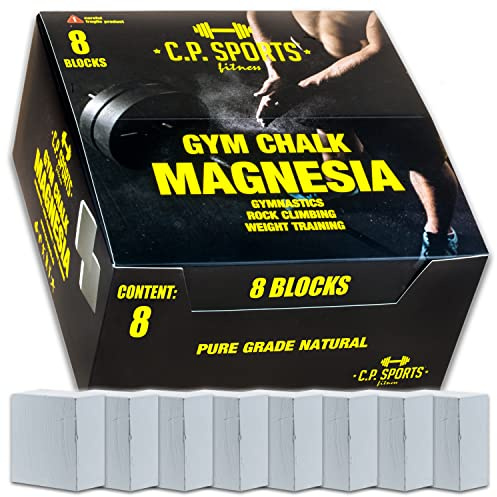 C.P.Sports Magnesia – 1x 70g Block oder 8X 70g Karton | Magnesium/Chalk/Kreide | für Turnen, Gewichtheben, Kraftsport, Klettern, Gym | 100% Pure Grip für die Hände