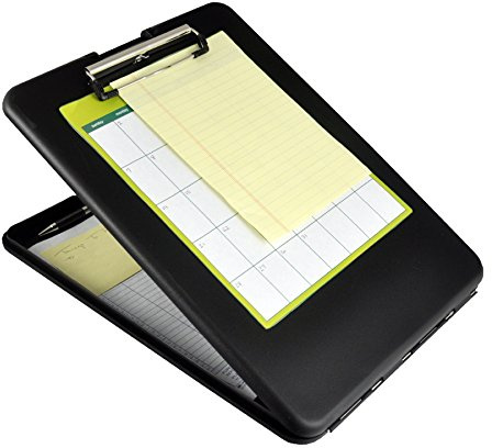 Läufer 00558 SlimMate Portable Desktop klämbräda med innerfack, för DIN A4 särskilt platt, rundade hörn, öppen ovansida, plast, svart