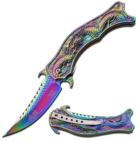 Dark Side Blades Erwachsene Taschenmesser Taschenmesser, Rainbow Mirror Titan, Klingenlänge: 10, 16 cm, DSBL-1023, Mehrfarbig, M, DS-A019RB