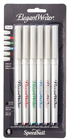 Speedball 2882 Elegant Writer 6 Medium Calligraphy Markers Set, Assorted Colors