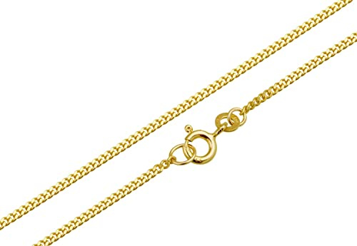 Silberketten Store Panzerkette Gold 333 Damen 36-90cm I filigrane Goldkette Damen hochglanz 1,6mm Stärke I Halskette Echtgold für Frauen mit Federring Verschluss