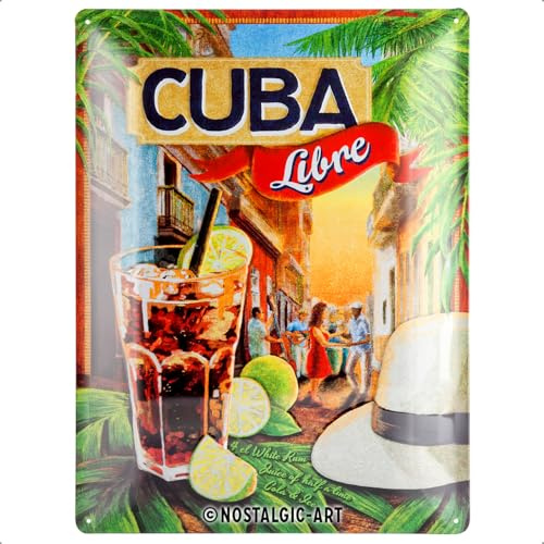 Nostalgic-Art Retro Blechschild, 30 x 40 cm, Cuba Libre | aus Metall, Vintage Design, Blechschilder Sprüche, Geschenk-Idee für die Hausbar