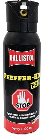 Ballistol Verteidigungssprays Pfeffer KO Fog mit Behördenkappe, 100 ml, 24405