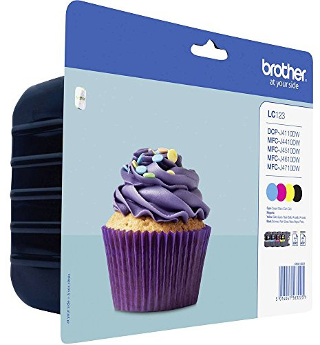 Brother Tinte LC-123 Original Kombi-Pack Schwarz, Cyan, Magenta, Gelb LC123VALBPDR, Multipack, Standard
