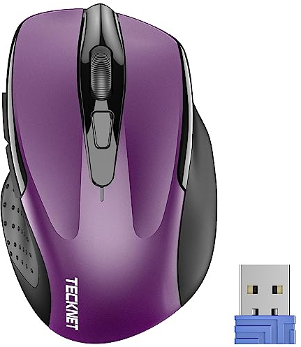 TECKNET Ratón Inalámbrico, 5 Niveles 2600 dpi, 2.4G Ratón Inalámbrico USB Ergonómico, 6 Botones, 24 Meses Duración de Batería, Mouse Inalámbrico Óptico para Computadora, PC, Mac, Portátil