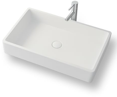 MALO - Vasque rectangulaire à poser - Design Elégant et Raffiné - Solide et Robuste - Entretien Facile - Blanc - 40 x 80 x 15 cm