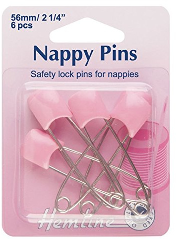 Hemline - Spille di Sicurezza a Pressione per Pannolini Bambino Chiusura di Sicurezza Testa 56 mm Tutti i Colori Pink