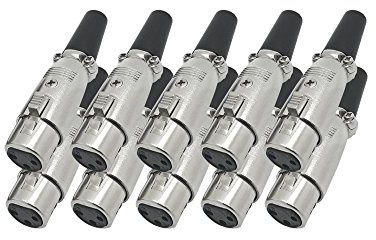 ARLI 10x XLR Kupplung 3-polig – female mit Zugentlastung – Mikrofonbuchse für Audio Kabel Musik Studio Bühne Mikrofonkabel Mikrofon Kabel