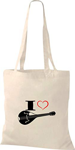 Shirtstown Pochette en tissu Musique I Love Mandoline - Beige - naturel,