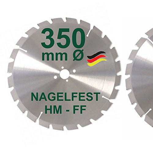 HM Sägeblatt 350 x 30 mm NAGELFEST FF Hartmetall FSP Kreissägeblatt 350mm für Bauholz Brennholz Schalholz Leimholz zum Sägen mit Wippsäge Tischkreissäge Kreissäge Kappsäge Brennholzsäge Tischsäge