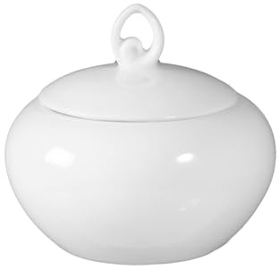 Seltmann 001.216699 Rondo/Liane Porzellan Zuckerdose, Rund, Weiß, 0.18L, 9cm Durchmesser, 8.4cm Höhe