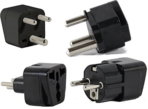 US to South Africa Travel Adapter Plug for USA/Universal to Africa Type M N D E (C/F) AC Power Plugs Pack of 4