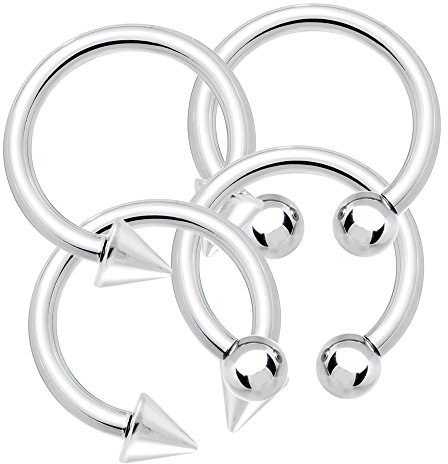 BodyJewelryOnline 8ga Horseshoe Circular Barbells - Pair 316L Surgical Steel 5/8 - Nipple, Ear, PA by