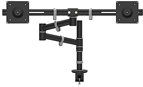 Dataflex Viewgo Monitorarm - Schreibtisch 133 Schwarz, Platzsparender ergonomischer Monitorhalterung für 2 Monitore, Höhenverstellung, Max. 4kg pro Bildschirm, Unterstützt Hoch- und Querformat, Einfache Installation | Doppelarm für 2 Monitore, schwarz