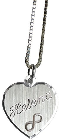 GravUp 925 Silber Herz Anhänger mit unendlichkeitssymbol +Kette/Halskette mit SOFORTGRAVUR + VORSCHAU: Gravur eines Vornamens auf der Vorderseite inklusive.