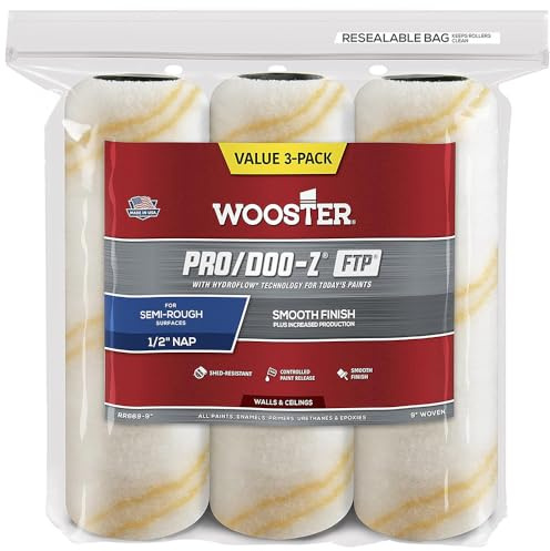 The Wooster Brush Company RR669-9 Pro Doo Z FTP Roller Cover 1/2-Inch Nap, 3-Pack