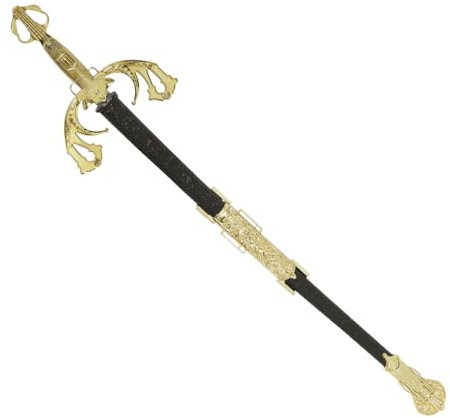 FIESTAS GUIRCA | Espada Noble de Mentira (62 cm) - Accesorio para Disfraz de Mosquetero Bandido Corsario Esgrima - Carnaval Halloween Fiestas Temáticas - Adulto Infantil - Oro Negro